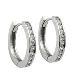 Creole 14x2mm Klappscharnier mit vielen Zirkonias rhodiniert Silber 925