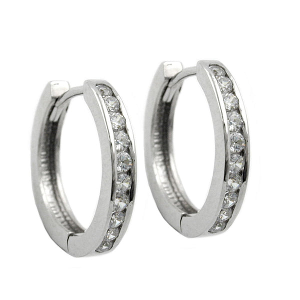 Creole 14x2mm Klappscharnier mit vielen Zirkonias rhodiniert Silber 925