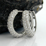 Creole 13x3mm Klappscharnier mit vielen Zirkonias rhodiniert Silber 925