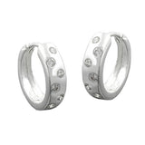 Creole 14x4mm Klappscharnier Zirkonia-Punkte Silber 925