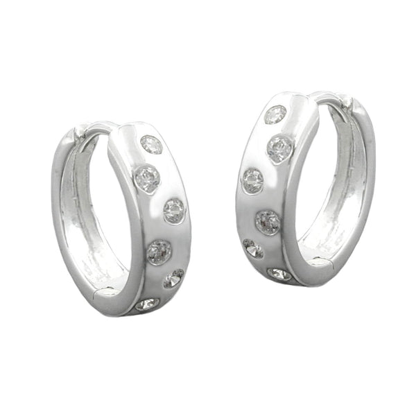 Creole 14x4mm Klappscharnier Zirkonia-Punkte Silber 925