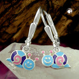 Ohrbrisur Ohrhänger Ohrringe 20x9mm Schnecke blau-lila-rosa farbig lackiert Silber 925