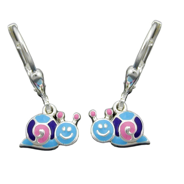 Ohrbrisur Ohrhänger Ohrringe 20x9mm Schnecke blau-lila-rosa farbig lackiert Silber 925