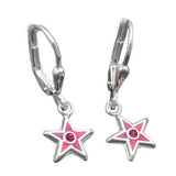 Brisur, Stern pink lackiert, Silber 925