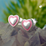 Stecker 5mm Kinderohrring kleines Herz rosa lackiert Silber 925