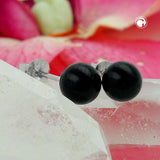 Stecker, ca. 6mm Onyx-Perle, Silber 925