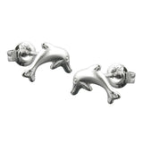 Stecker 10x5mm springender Delfin matt-glänzend rhodiniert Silber 925