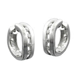 Creole 16x6mm Klappscharnier mit Zirkonias mattiert rhodiniert Silber 925
