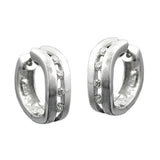 Creole 16x6mm Klappscharnier mit Zirkonias mattiert rhodiniert Silber 925