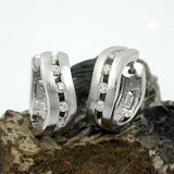 Creole 16x6mm Klappscharnier mit Zirkonias mattiert rhodiniert Silber 925