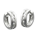 Creole 16x6mm Klappscharnier mit Zirkonias mattiert rhodiniert Silber 925