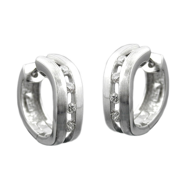 Creole 16x6mm Klappscharnier mit Zirkonias mattiert rhodiniert Silber 925