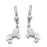 Ohrbrisur Ohrhänger Ohrringe 27x7mm Pferde rechts/links glänzend rhodiniert Silber 925