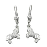 Ohrbrisur Ohrhänger Ohrringe 27x7mm Pferde rechts/links glänzend rhodiniert Silber 925