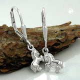 Ohrbrisur Ohrhänger Ohrringe 27x7mm Pferde rechts/links glänzend rhodiniert Silber 925
