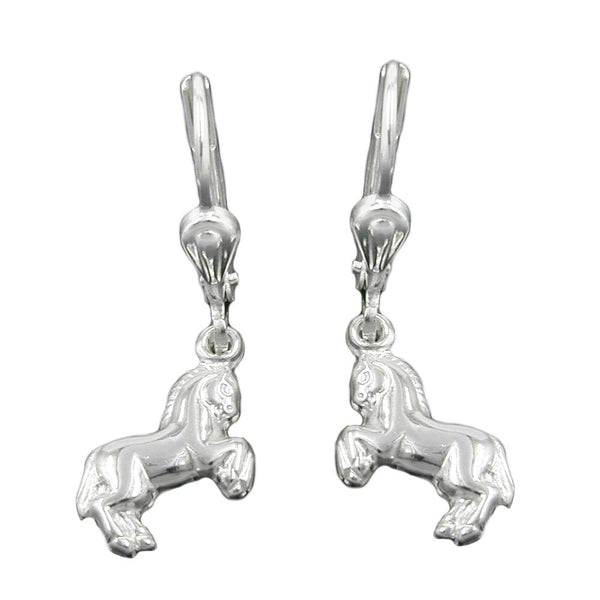 Ohrbrisur Ohrhänger Ohrringe 27x7mm Pferde rechts/links glänzend rhodiniert Silber 925