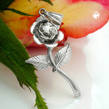 Anhänger, Rose mit Stiel, Silber 925