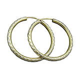 Creole 30mm Drahtcreole vergoldet diamantiert bicolor Silber 925