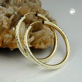 Creole 30mm Drahtcreole vergoldet diamantiert bicolor Silber 925