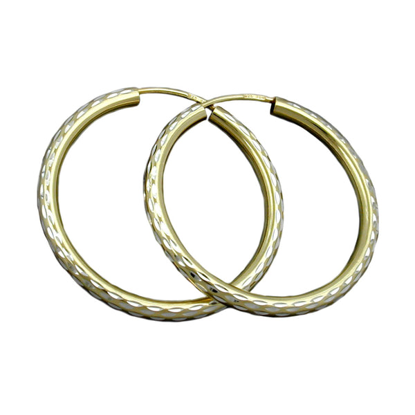 Creole 30mm Drahtcreole vergoldet diamantiert bicolor Silber 925
