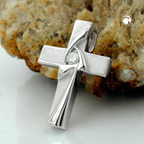 Anhänger, Kreuz mit Zirkonia, Silber 92