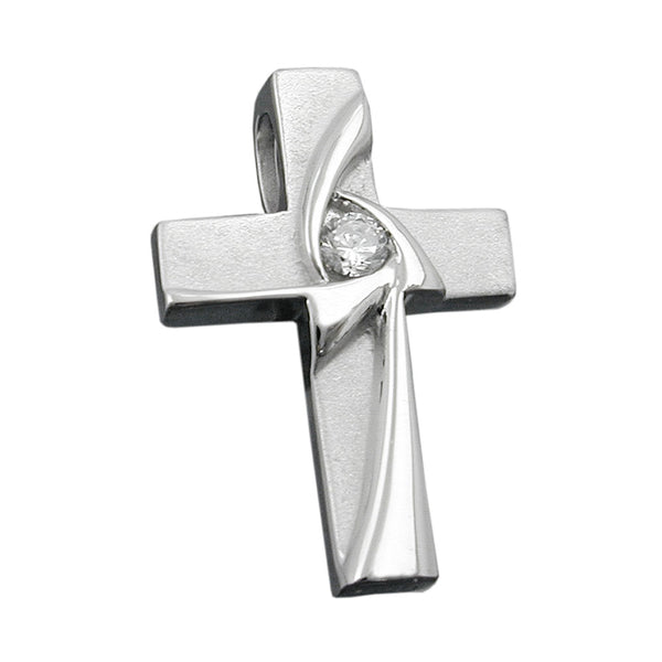 Anhänger, Kreuz mit Zirkonia, Silber 92