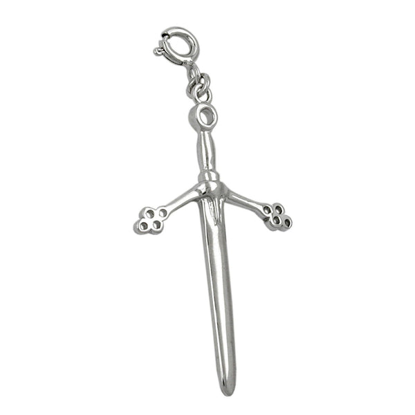 Anhänger 33x20mm Charm Schwert glänzend rhodiniert Silber 925
