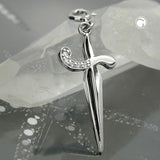 Anhänger, Schwert, Zirkonia, Silber 925