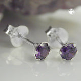 Stecker 4mm Zirkonia amethyst Silber 925
