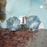 Stecker 4mm Zirkonia aquamarinfarben Silber 925