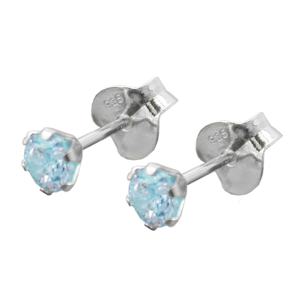 Stecker 4mm Zirkonia aquamarinfarben Silber 925