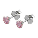 Stecker 4mm Zirkonia pink Silber 925