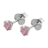 Stecker 4mm Zirkonia pink Silber 925
