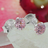 Stecker 4mm Zirkonia pink Silber 925