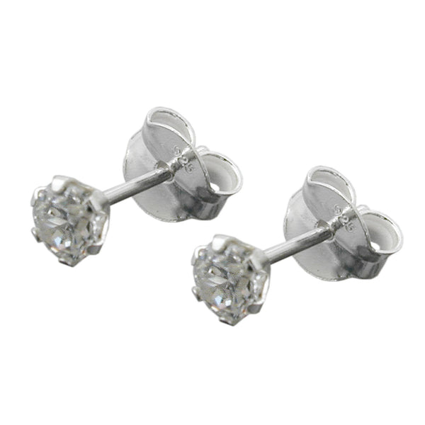Stecker 4mm Zirkonia weiß Silber 925