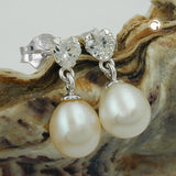 Stecker, Zirkonia mit Perle, Silber 925