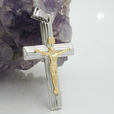 Anhänger Kreuz Jesus bicolor, Silber 925