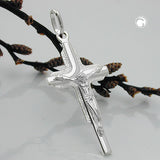 Anhänger 28x16mm Kreuz Jesus glänzend Silber 925