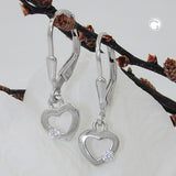 Ohrbrisur Ohrhänger Ohrringe 13x8mm Herz mit Zirkonia weiß Silber 925
