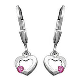 Ohrbrisur Ohrhänger Ohrringe 13x8mm Herz mit Zirkonia pink Silber 925