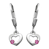 Ohrbrisur Ohrhänger Ohrringe 13x8mm Herz mit Zirkonia pink Silber 925