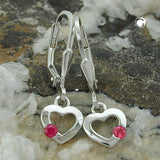 Ohrbrisur Ohrhänger Ohrringe 13x8mm Herz mit Zirkonia pink Silber 925