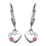 Ohrbrisur Ohrhänger Ohrringe 13x8mm Herz mit Zirkonia pink Silber 925