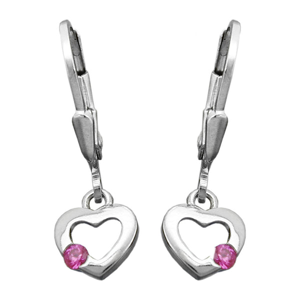 Ohrbrisur Ohrhänger Ohrringe 13x8mm Herz mit Zirkonia pink Silber 925