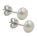 Stecker ca.7mm Süßwasserperle rhodiniert Silber 925