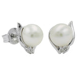 Stecker, Perle mit Zirkonia, Silber 925