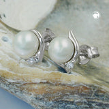 Stecker, Perle mit Zirkonia, Silber 925