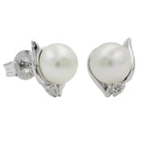 Stecker, Perle mit Zirkonia, Silber 925