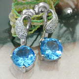 Stecker 21x9mm mit Zirkonias weiß und hellblau rhodiniert Silber 925