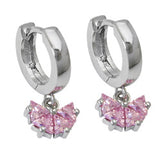 Creole 19x8mm Klappscharnier Schmetterling Zirkonia pink Silber 925